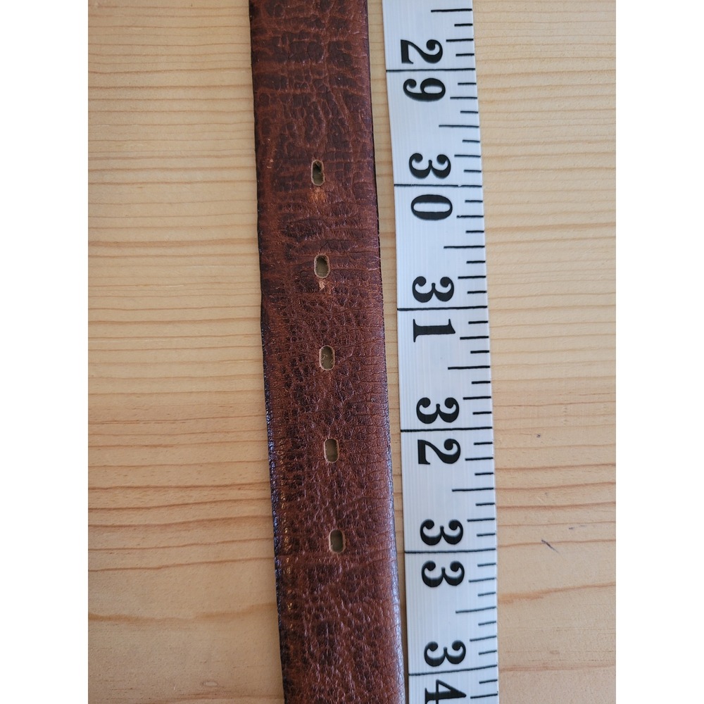 Brown Leather Pebbled Belt Gold Buckle - Picture 4 of 5